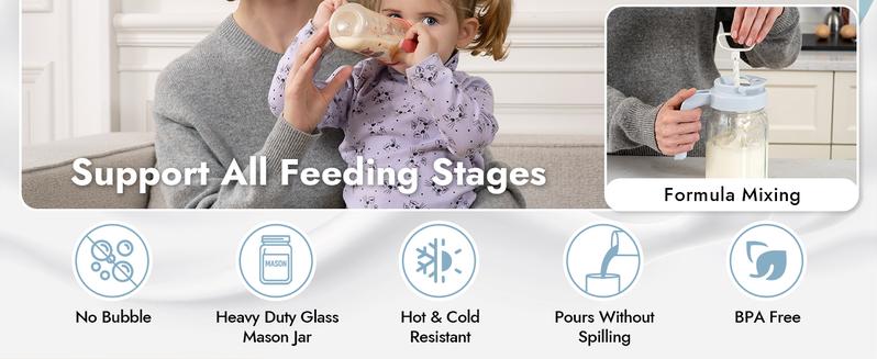 Papablic Glass Baby Food Processor Pitcher, 32 Oz Wide-Mouth – BPA-Free Formula & Breastmilk Mixer