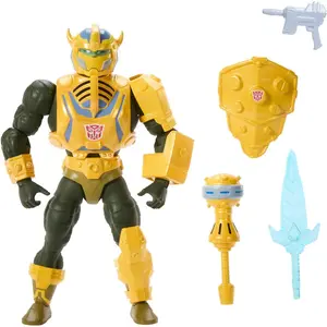 Masters of Universe Origins & Transformers Bumblebee Armor Man At Arms Action Figure, MOTU 5.5" Toy