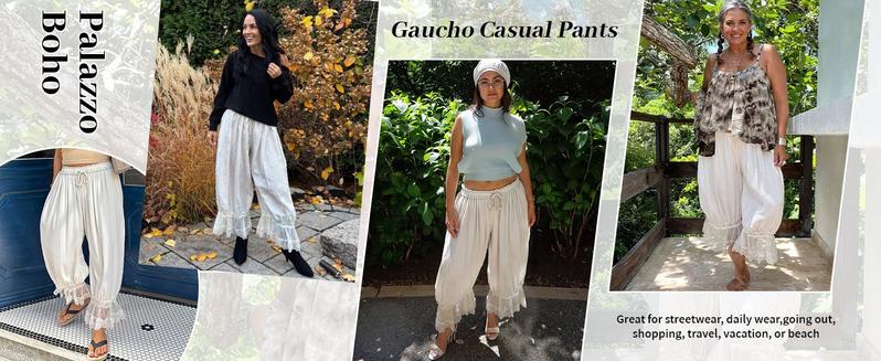 Lace Bloomer Pants for Women Capri Yoga Pants YeeZaa Y2k Elastic Waist Lace Patchwork Pettipants Ruffle Long Going Out Streetwear Lightweight Flared Slips Pants Pajama Bottoms 2026 Spring Summer Fashion Forever Young Bloomer Pants