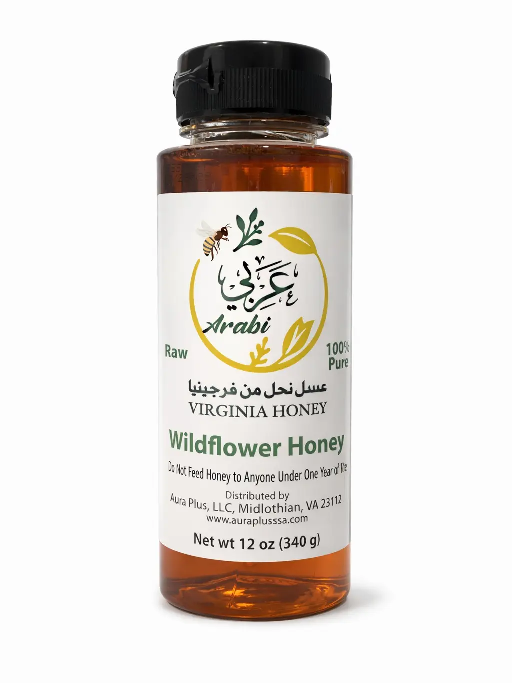 Arabi Virginia Raw Wildflower Honey 12 oz – 100% Pure Natural Honey