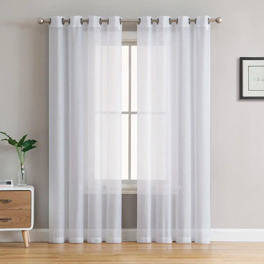 HLC.me Victoria Semi-Sheer Grommet Curtain Panels Polyester Voile for Natural Light and Elegant - Set of 2