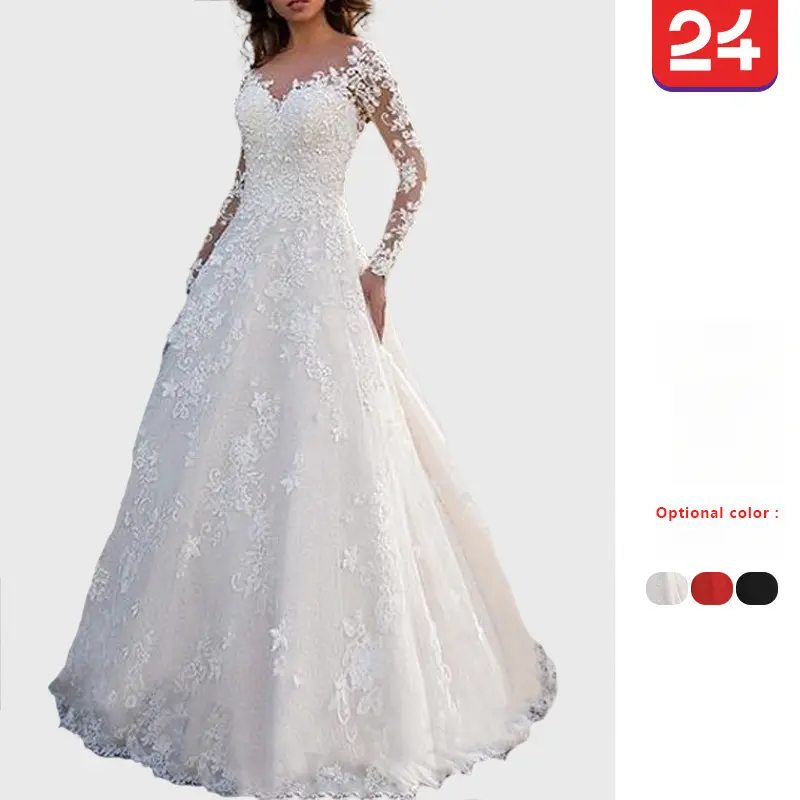 Women's Plus Size Normal Type Off-Shoulder Deep V-Neck Longsleeve Elegant Princess Tea-Length Formal Gown - Formal Wear for Summer Weddings, Outdoor Events (XL)