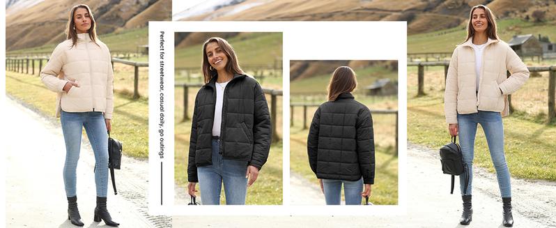 Ommig Women's Oversized Quilted Lightweight Puffer Jackets Casual Padded Coat With Pockets