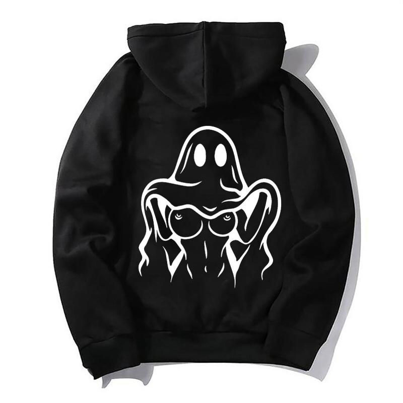 Naughty Ghost with Sexy Boobs Graphic Print Hoodie