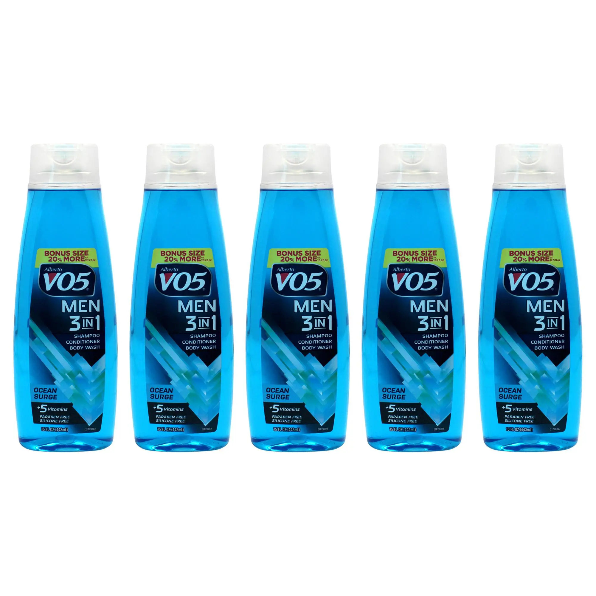 3-in-1 Ocean Surge Shampoo Conditioner and Body Wash by Alberto VO5 for Unisex - 15 oz Body Wash - Pack of 5