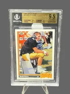 Graded sports card 1991 Upper Deck #13 Brett Favre – Rookie Card | Beckett Gold Grade 9.5 NGM