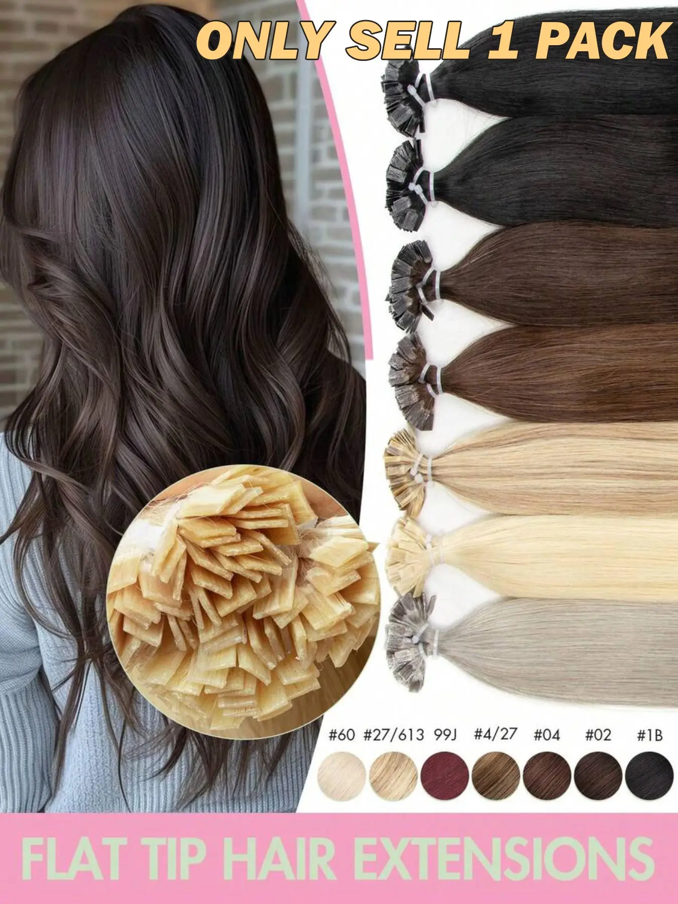 Hair Trends-Flat Tip Hair Extensions 12-20 Inch Straight Real Human Hair, F Tip Human Hair Extensions For Women Purple Hair Easy To Wear, Platinum Highlights, UndetectableHairExtensions