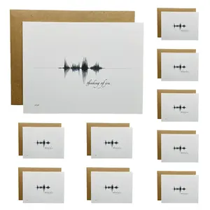 Thinking of You Soundwave Greeting Cards 2x 10 Pack 4.25 x 5.5 in Envelopes Black White Modern Minimalist