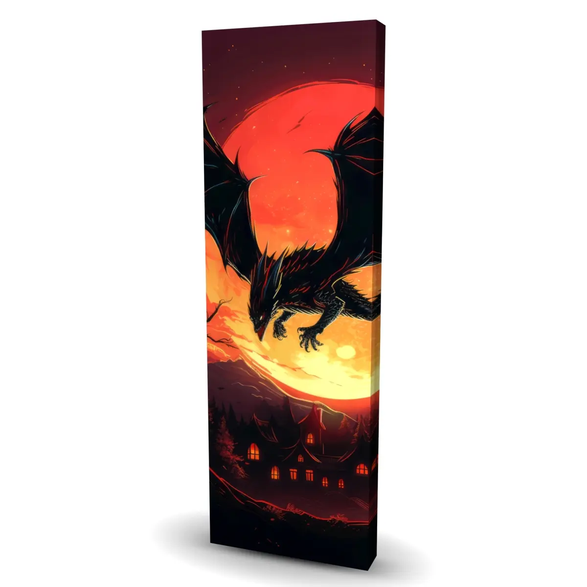 Pictorem C1RC2060OU8VZ0 20x60 in. Durable The Dragon's Wrath - Orange Canvas Wall Art, Fantasy Aesthetic Home Decor Print for Decor Inspo Sweet Home Decoration