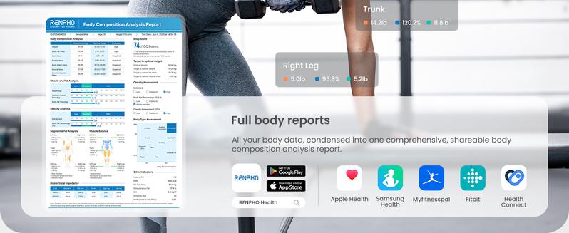 [Livestream Exclusive] RENPHO 8 Electrode Smart Scale, MorphoScan Base Bluetooth Full Body Scan Segmental Body Composition Analysis, 400lb Capacity Fancy Gym Gifts