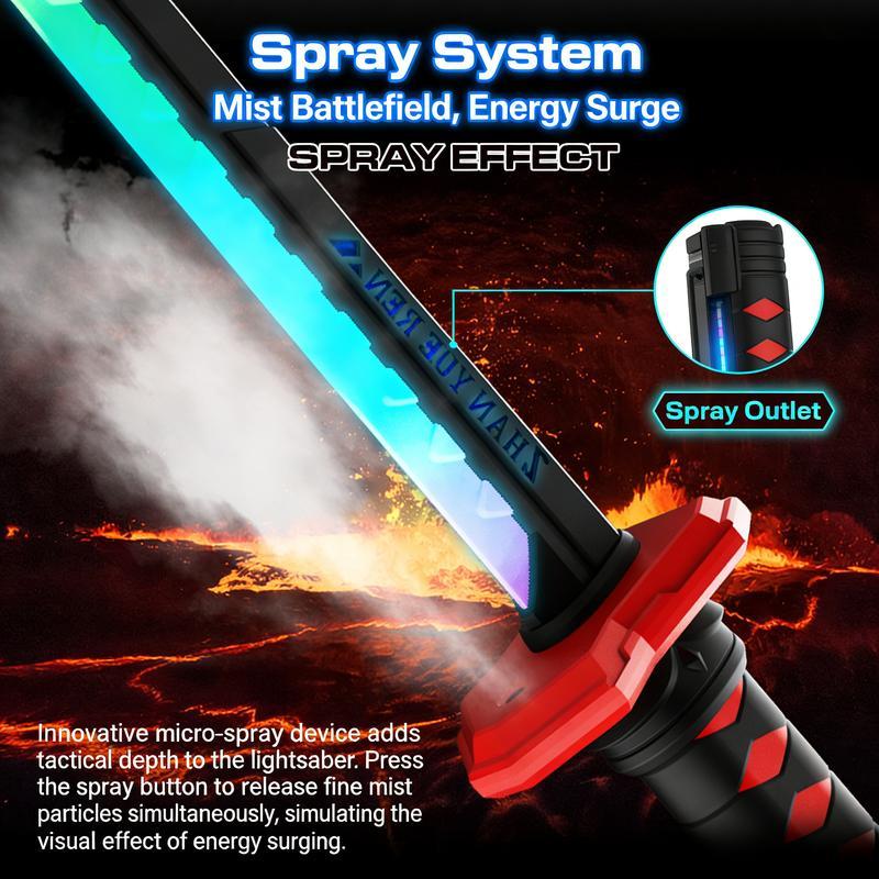Boy's LED Lightsaber Toy Cyberpunk Katana - 23.6-inch Glowing Prop, Perfect for Roleplay, Carnival Parties & Festivals, RGB Lighting, Durable Collectible, In-Stock in the USA, Recommended Children's Birthday Gift fog eight-color streaming light effect