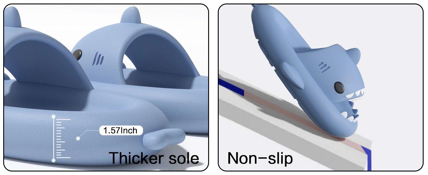 Shark Slides for Women and Men Novelty Pillow Slippers Open Toe Shark Sandals Cushioned Cloud Slides