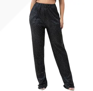 Yisel Pants - Shiny Glitter pant with full of rhinestones Stretch,   65%Cotton 35%Polyester