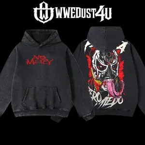 WWEDust4U Retro Vintage Limited Edition Penta Zero Miedo Hoodie 100% Cotton Blend Pre-washed for Softness Classic Menswear Oversized Fit - Fabric