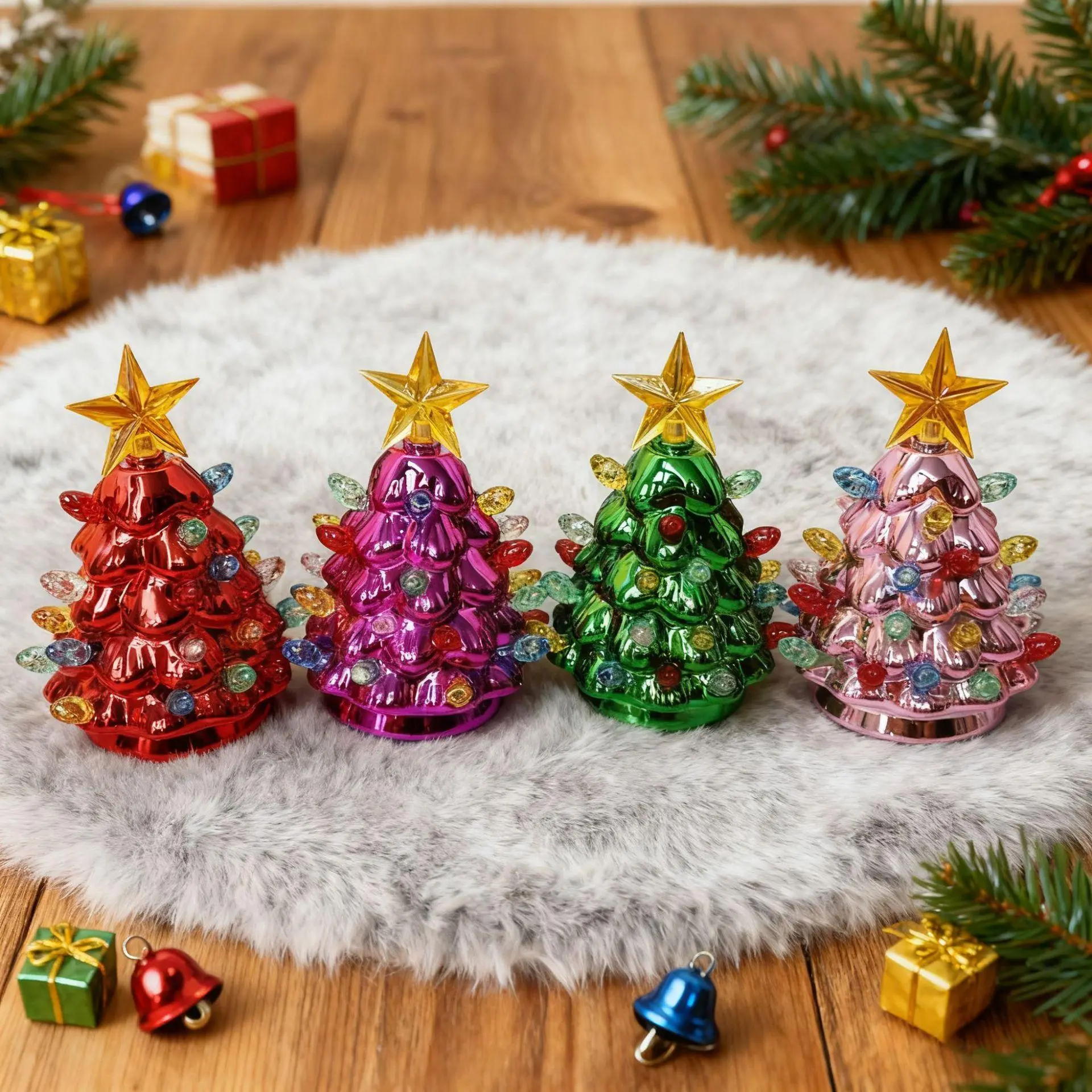Hot Selling LED Glowing Christmas Tree Ornament Home Dining Room Christmas Decoration Ambient Light Festive Night Light Creative Christmas Crafts