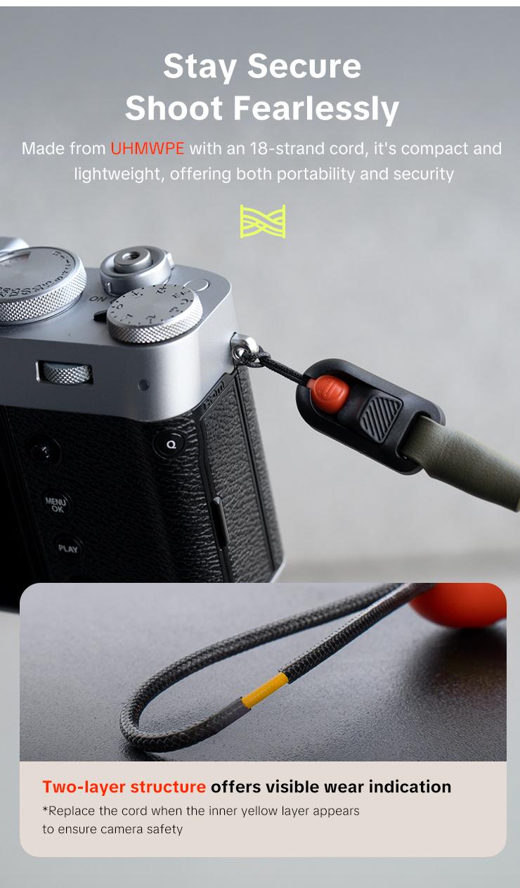 PGYTECH Camera Strap Slim for Mirrorless - Leather Harness Quick Release Adjustable Camera Neck Shoulder Strap for Compact Camera, Instant Camera and Smartphone