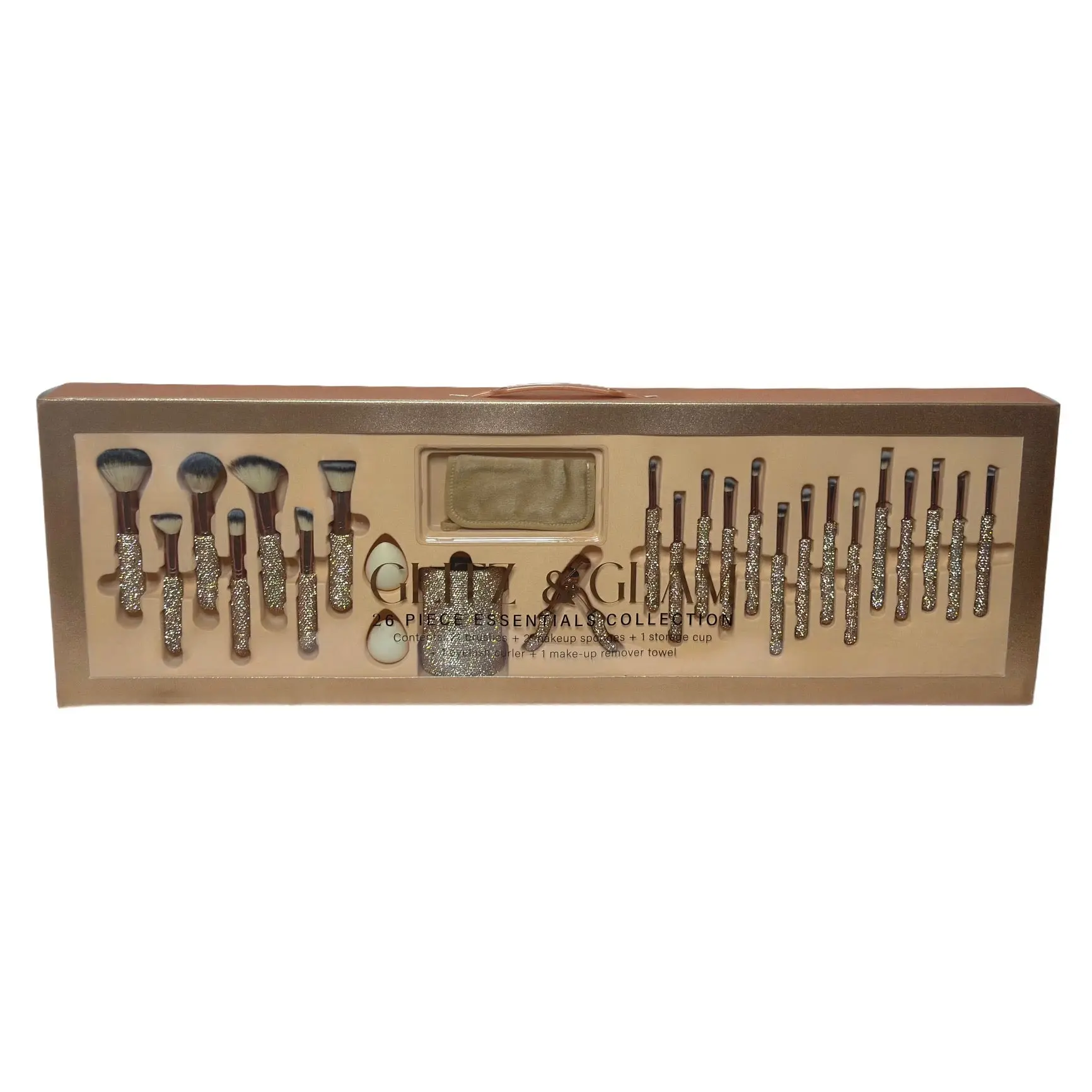 DING & DENT | CHAMPAGNE Glitz & Glam | 26pc Essentials Collection Brush Set | MU9682