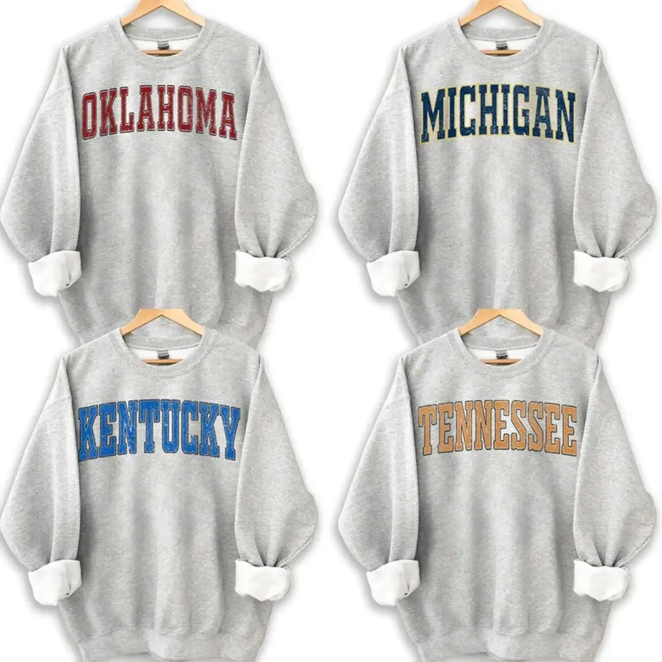 Vintage Varsity College Sweatshirt – Ash Grey, Unisex Classic Fleece Pullover with a Retro Athletic Style, Perfect for Everyday Layering, Football Fan Gift for Men & Women