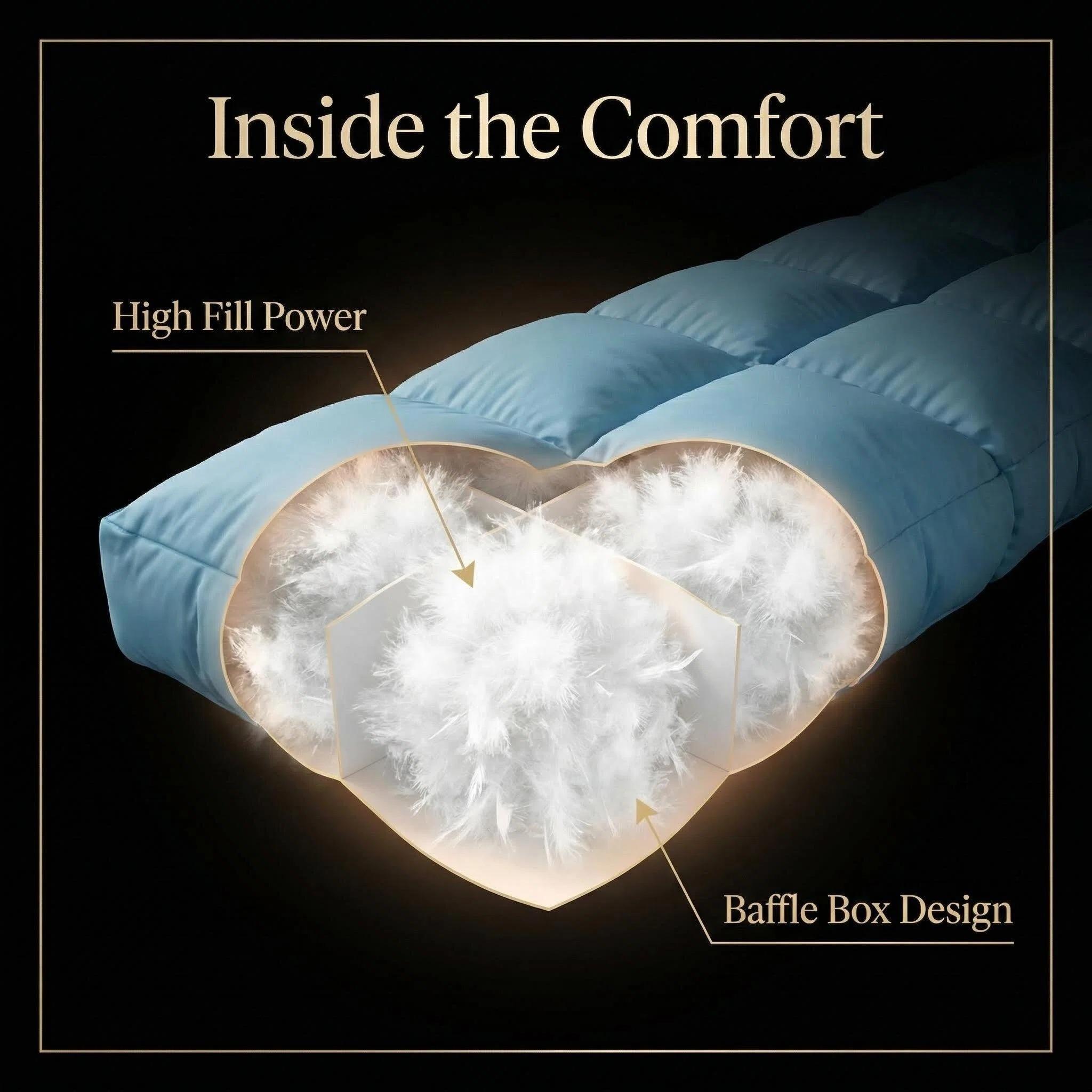 Goose Feather Down Comforters King Size, 100% Cotton Extra Fluffy White Duvet Insert, All Season Hotel Luxury Bedding Comforters, 8 Corner Luxury Goose Feather Down Fiber Comforter Queen Size, 100% Cotton  Duvet Queen, Medium Warmth Bedding Comforter