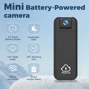 FlyCloud Seven 1080P Mini Body Camera 16G as gift 120°Wide Angle, Audio Recording, Smart Infrared Night Vision, Built-in APP, 1900mAh Battery, 2.4GHz WiFi & Bluetooth, AI Motion Detection for Y2K Vlog, Sports, Work & Daily Life Pocket Camera