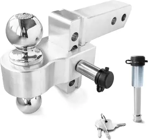 Anti-Theft Aluminum Tow Hitch 2in Shank 4in Drop 12,500lb Capacity with 2 Trailer Locks