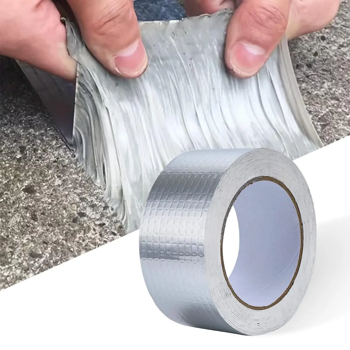 Butyl Rubber Foil Peel-and-Stick Tape Roll - 1.97in W × 196.85in L, -40°C to 120°C Water-Resistant Adhesive Sealing Tape, Gutter Sealant for Roof, Aluminium Repair, Camping Supplies (Anti-Aging Hardware Tool)