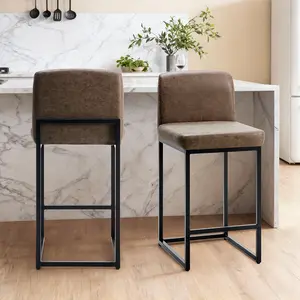 Set of 2 Modern PU Leather Bar Stools with Backrest, Comfortable Counter Stool for Kitchen & Home (Set of 2) Set of 2 Modern PU Leather Bar Stools with Backrest, Comfortable Counter Stool for Kitchen & Home (Set of 2)