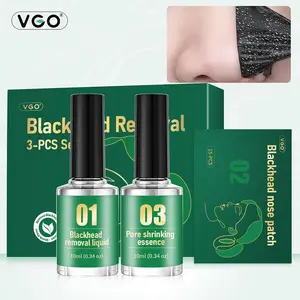 VGO Blackhead Removal Mask Set,3-in-1 Blackhead Removal Kit with Blackhead Removal Liquid & 15Pcs Blackhead Nose Patch & Pore Shrinking Essence pimple blackhead remover