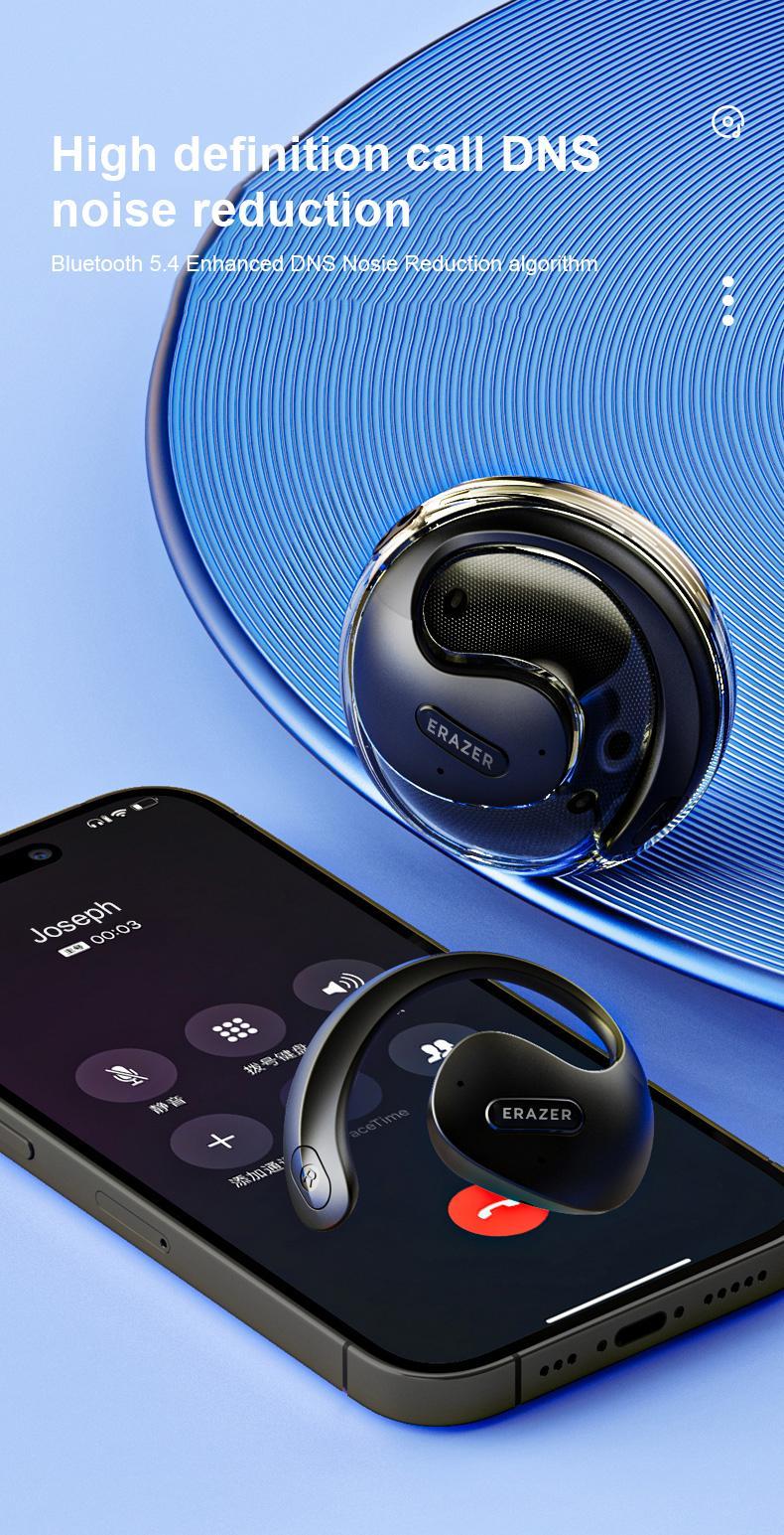 Erazer X15 Pro Open Ear Ergonomic Ear-Hook Earbuds, Immersive True Wireless Bluetooth Stereo Headphones with Mic, Rechargeable Touch Control Waterproof Earphones for Sport, Gym, Music, Gaming