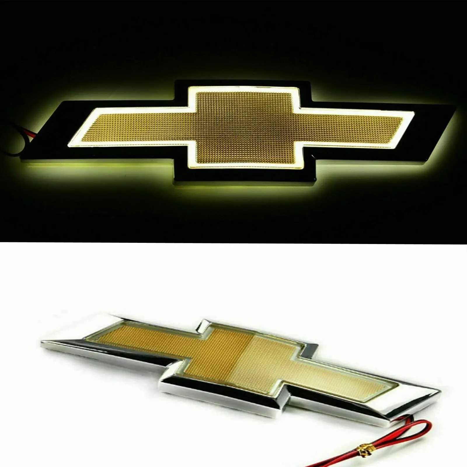 3-Color Luminous Chevy Bowtie Grille Emblem (Red/White/Blue) - 5D LED Car Accessories, Direct Fit OEM Look Vehicle Decoration Lighting, Replacement for Chevy Silverado, Tahoe, Camaro Trunk Tail Logo