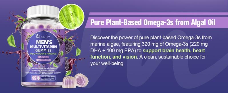 Mens Multivitamins Gummies w/Omega-3, Probiotics, Inositol, Folate, Biotin, Zinc, Vitamins A, C, D, E, B, - Support Heart, Brain, Muscle, Energy, Sugar-Free, Blackberry Flavor Male Performance Support Supplement Fitness Healthcare Mens Multivitamins Gummies w/Omega-3, Probiotics, Inositol, Folate, Biotin, Zinc, Vitamins A, C, D, E, B, - Support Heart, Brain, Muscle, Energy, Sugar-Free, Blackberry Flavor Male Performance Support Supplement Fitness Healthcare