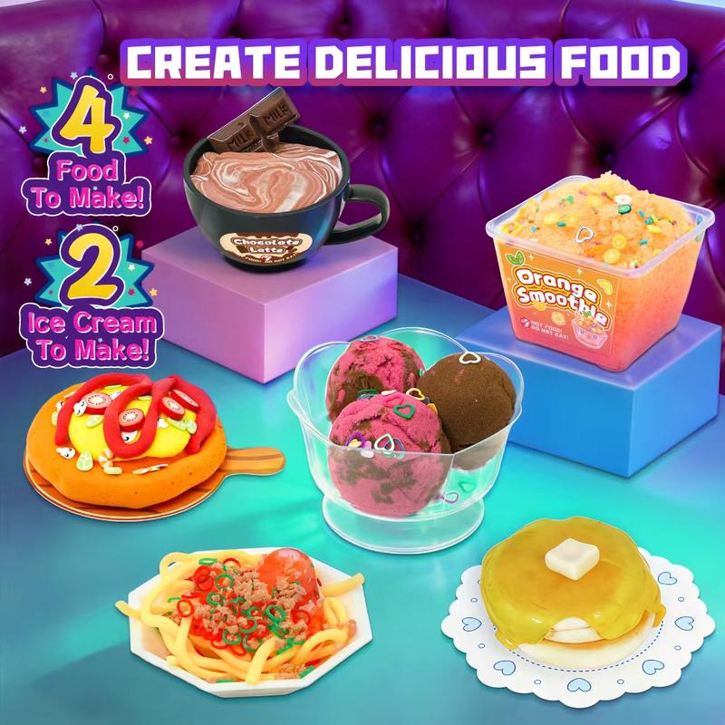 Dilemu DIY Mini Convenience Store Squishy Slime Food Play Set with Storage Trays Drawer Boxes Flat Pouches Stress Relief Sensory Toy Gift for Kids Girls Ages 6+