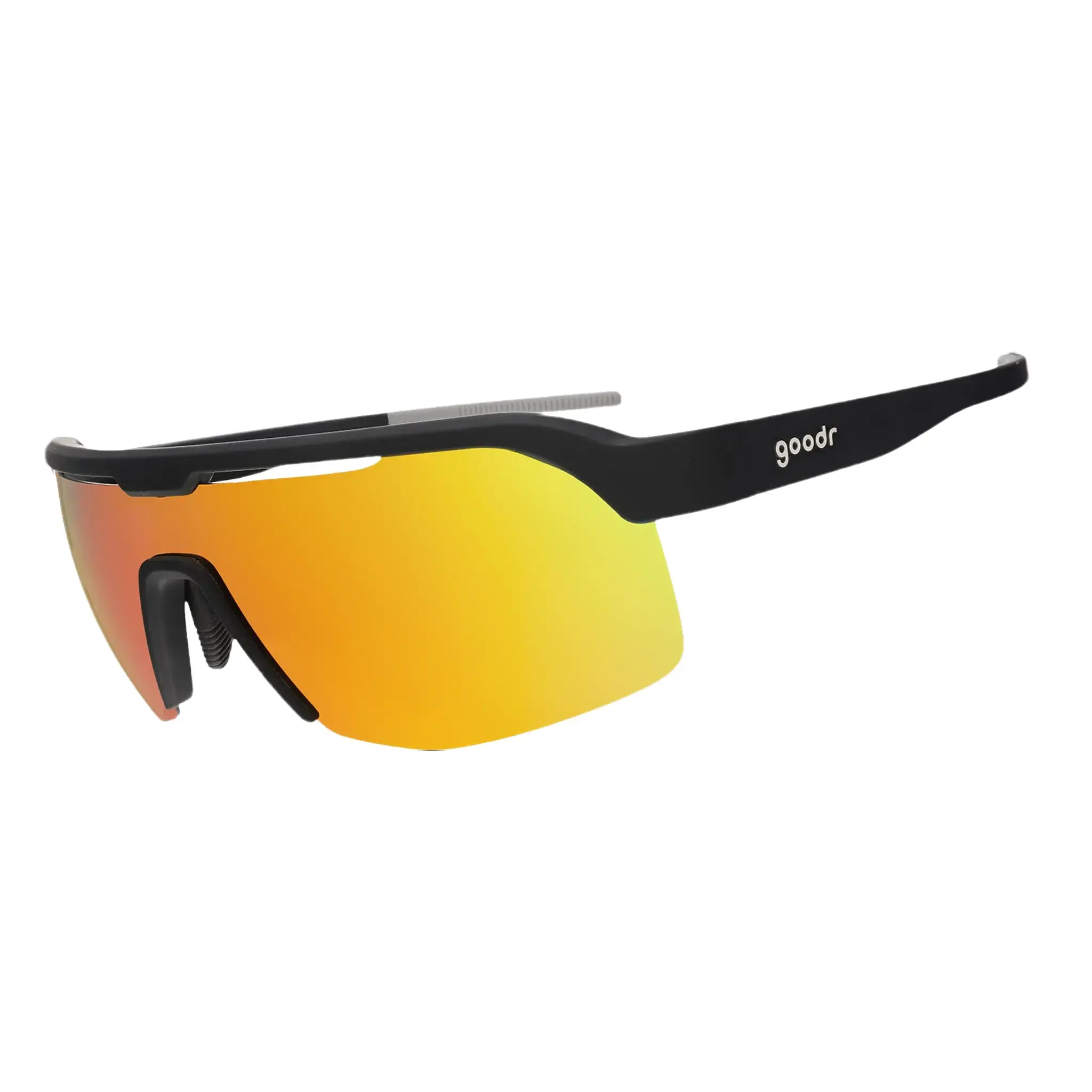 goodr Do It For the Victory Dance Medium Size (Bolt G) Solid Black Frame with Burnt Orange Lens, UV400, No Slip No Bounce No Tangle
