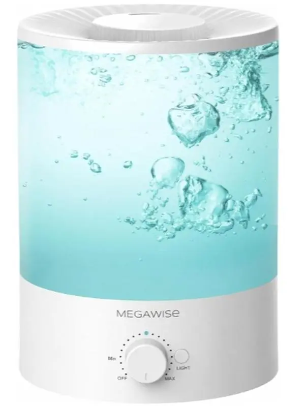 MEGAWISE 3.5L Ultrasonic Cool Mist Humidifier - Top-Fill, Essential Oil Diffuser, Quiet Operation, Mist + Light Functions, Plastic Body, Universal Plug, Auto Shut-Off, Modern Design for Home, Office