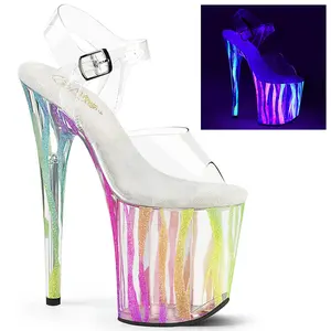 Pleaser Women's Platform High Heel Sandals with Colorful Stripes, Model 808RG-03