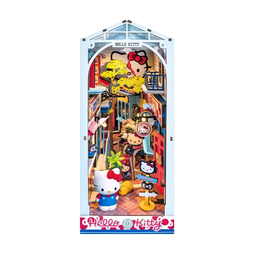 Hands Craft Hello Kitty Town Square Book Nook DIY Model Kit, Woodworking Building Kit for Toys & Hobbies Enthusiasts, Building Kits
