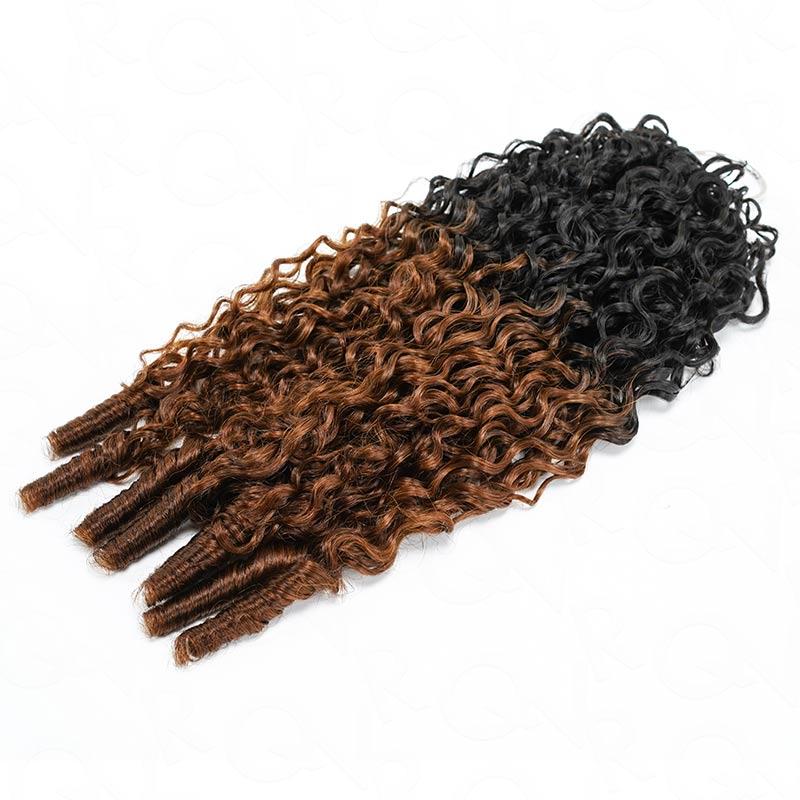 QVR  #P4/27 Burmese Curly Feather Crochet Hair Highlight Seamless  Machine Made Human Hair Miracle Knots Boho Braids