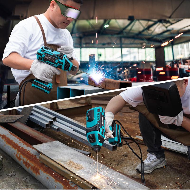 Seesii Handheld Welder 110V 120A Portable ARC Welding Machine with True Color Auto Darkening Goggles & Chipping Hammer for 3/64"-1/8" Rods Smart IGBT Inverter Technology 20-120 Amp Output Outdoorfun