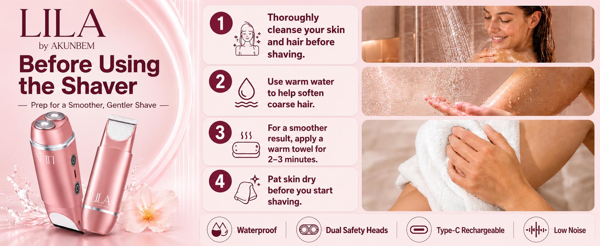 Akunbem 2 in 1 Women's Electric Shaver Dual Head Bikini Trimmer IPX7 Waterproof Wet Dry Use Body Hair Trimmer Facial Hair Remover for Bikini Underarm Leg Arm Body Face Akunbem 2 in 1 Women's Electric Shaver Dual Head Bikini Trimmer IPX7 Waterproof Wet Dry Use Body Hair Trimmer Facial Hair Remover for Bikini Underarm Leg Arm Body Face
