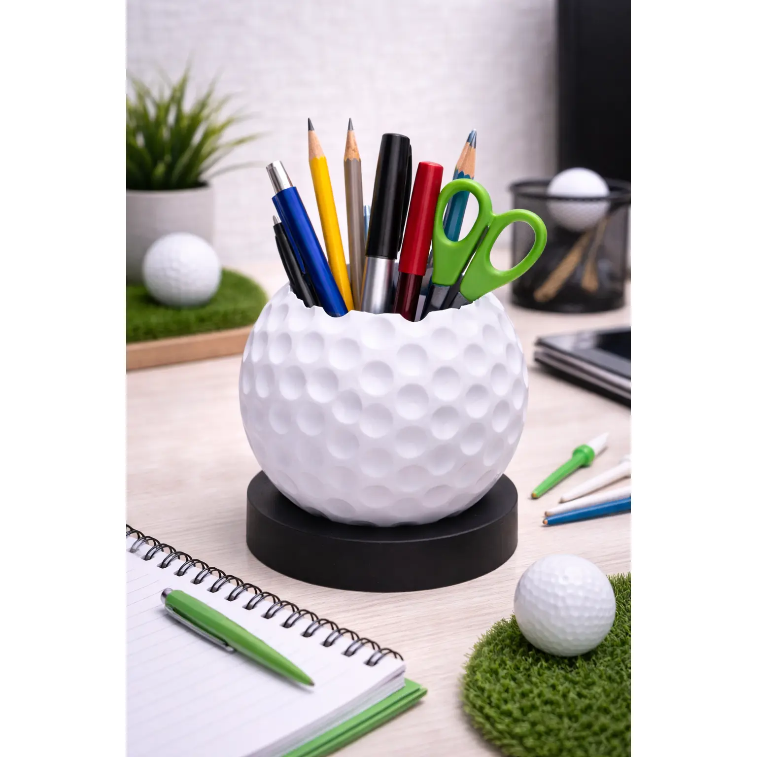 Golf Ball Pencil Holder Desk Organizer – Golf Lover Office Decor & Golfer Gift