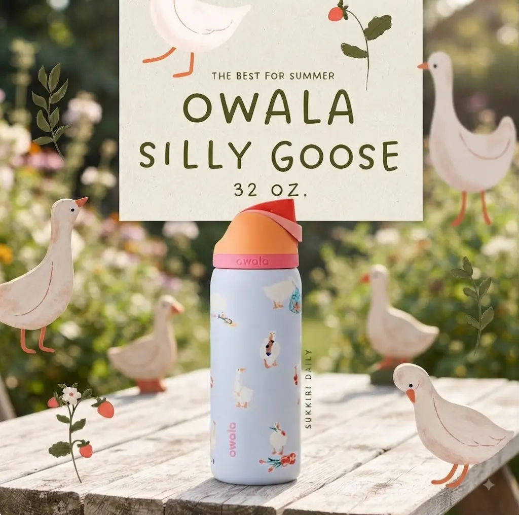 Owala Silly Goose 32oz FreeSip Water Bottle Sweet Aesthetic Design Leak Resistant Stainless Steel Hydration Cup Gift for Women
