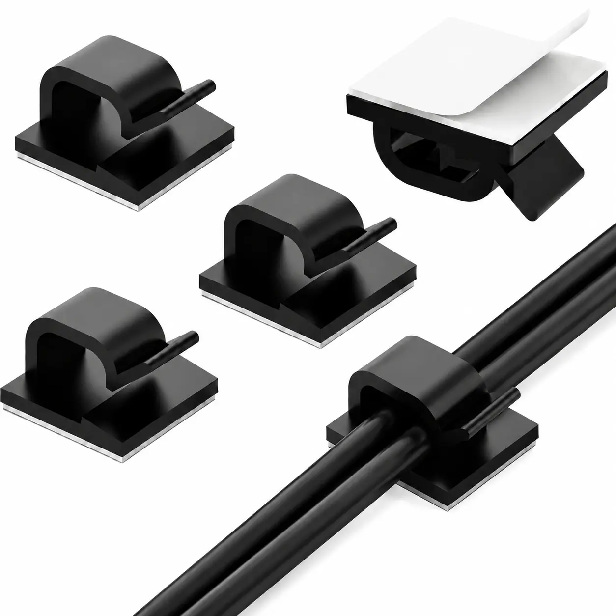 Adhesive Cable Clips, Small Cord Organizer Clips for Desk & Home Office, Self-Stick Wire Holders for Phone Chargers, USB Cables, Ethernet Cords, PC Wires & Christmas Lights