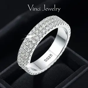 925 Sterling Silver 3 Rows Eternity Ring, Cubic Zirconia Silver Ring for Women, Elegant Bridal & Anniversary Gift, Daily Wear Silver Jewelry