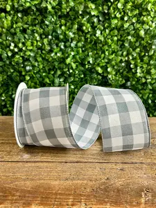 2.5 Inch By 10 Yard Grey Plaid Twill Ribbon