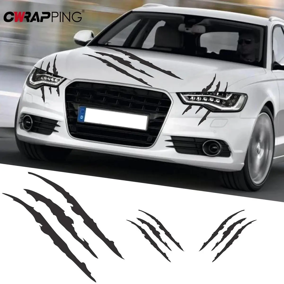 Wolf Claw Car Stickers Car Hood Vinyl Sticker Creative Headlight Decor Decal Monster Claw Scratches Vinyl Film Auto Decoration