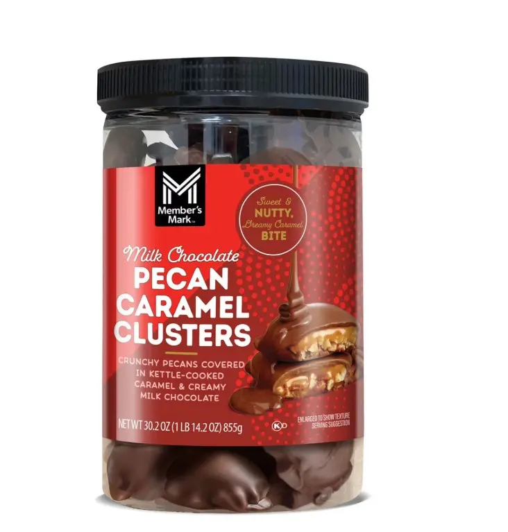 Milk Chocolate Pecan Caramel Clusters 30.2 oz Bonbon Snack Dessert Crunchy Pecans Covered in Kettle-Cooked Caramel & Creamy Milk Chocolate