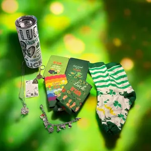 Irish Swag Box - 20 ounce tumbler, socks, can koozie, keychain, lapel pin, necklace, earrings, bracelet, stickers and more!