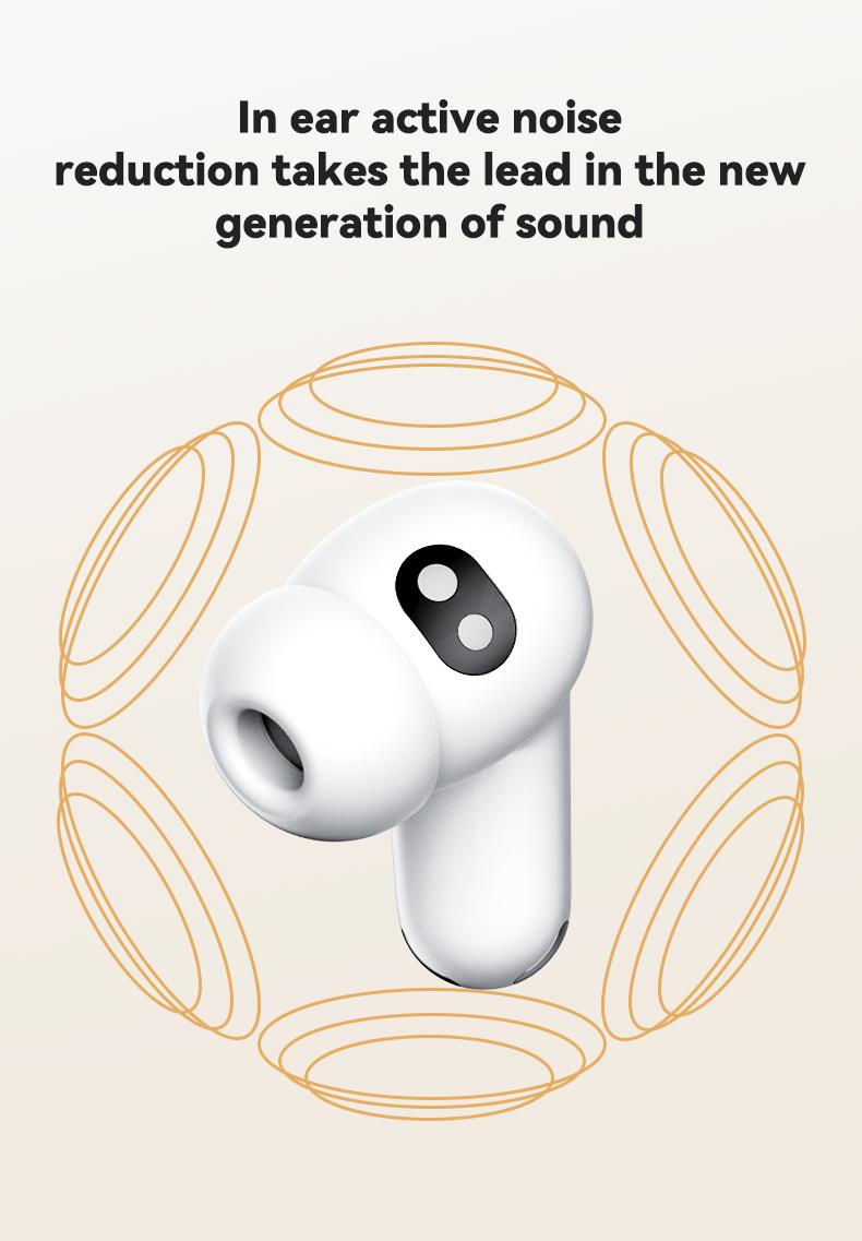 MINISO MS112 Wireless Earphones: Active noise cancellation, suitable for office, sports, studying, and audio calls, in-ear Bluetooth earphones, high-fidelity sound quality, USB-C charging.