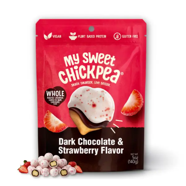 My Sweet Chickpea Dark Chocolate Covered Roasted Chickpeas - Plant Based Protein & Fiber - Gluten Free Snacks - Vegan Friendly - Crunchy Snack - Chocolate Snack - Resealable Bags - Wholesome Chocolate Chickpea Snacks (5oz Bags).