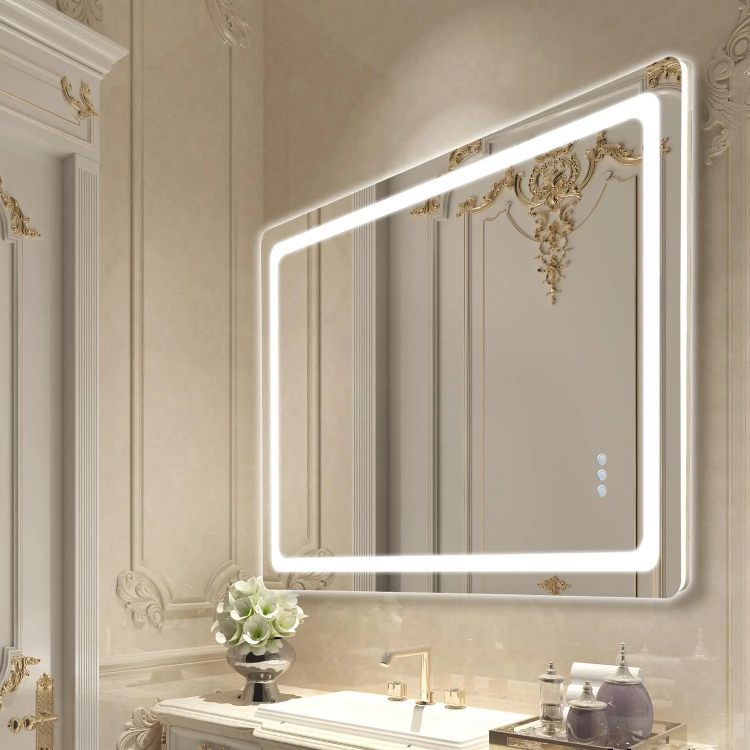 【SummerFinds】VEVOR LED Bathroom Mirror,  , 32" x 48" LED Bathroom Vanity Mirror with Frontlit and Backlit, Anti-Fog Memory Mirror with Lights, Stepless 3 Colors Temperature Dimmable Bathroom Mirror, Wall Mounted